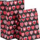 SUNCOLOR 30 Pack Red Heart Party Favor Bags Goodie Bags for Kids Class Party Gift Bags/Valentines Day/Mother's day