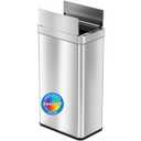 iTouchless 18 Gallon Wings Open Kitchen Trash Can with Lid and Odor Filter, Dog Proof Lid Lock 68 Liter Slim Stainless Steel Garbage Bin Home Office Bedroom Living Room Large Capacity Wastebasket (Brushed Silver 18 Gal Sensor)
