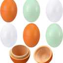 CroBlissful 6 Pcs Wooden Easter Eggs 2.76 Inch Fillable Fake Easter Eggs Bulk Reusable DIY Empty Wooden for Crafts Hunt Basket Stuffers Fillers Party Favor Decorations (Bright)
