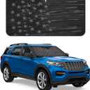 Motor Trend USA Vintage Flag Car Windshield Sun Shade for Front Window, Foldable Car Sun Shade with Patriotic Graphic, Collapsible Sun Visor Sunshade for Cars Windshield (Large, 69 x 35 inches)