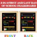 First and Last Day of School Board - First Day of School Sign with Wooden Ruler Frame - 1st Day of Kindergarten Preschool Chalkboard Photo Prop - Back to School Gifts for Kids Girls - 13 x 11 Inch