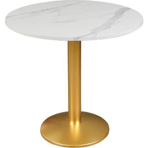 Round Modern Dinning Table 30 inches Bistro Tulip Table with White Faux Marble top Gold Sturdy Metal Frame,Easy Assemble,Diameter 30in*H28.54in