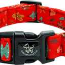 Elegant little tail Christmas Dog Collar, Red Hat Pet Collar Dog Durable Dog Collars Girl or Boy Holiday Pet Gift Adjustable Dog Collar for Large Dogs (Large (Pack of 1))