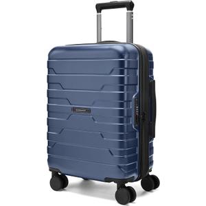 BAGSMART Carry On Luggage 22x14x9 Airline Approved with Spinner Wheels,Lightweight 20 Inch Luggage with TSA Lock,Expandable Hard Shell Carry On Suitcases for Men Women,Dark Blue