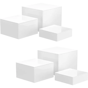 NIUBEE Buffet Risers 6PCS Acrylic: Food Display Risers for Buffet Table Cake Jewelry Figures Show - Cube Dessert Table Display Nesting Riser with Hollow Bottoms 6"x7"x8"(White)