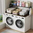 Washer Dryer Countertop with Shelf, Washer Dryer Topper, Solid Wood Washers and Dryers Countertop, 54" Width x 27.5" Depth Laundry Countertop for Laundry Room Organization and Storage, Walnut