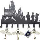 Magic Castle Silhouette Key Holder 8-Hook Black Metal Key Holder wall Mount for Keys & Accessories | Fantasy Home Decor & Gift for HP Fans