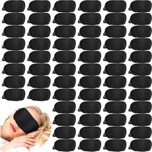 Tarpop 200 Pcs Eye Mask Sleeping Blindfold Eye Cover with Nose Pad and Adjustable Strap for Games Party Team Building Travel Individually Wrapped Sleep Mask for Women Men, Blac
