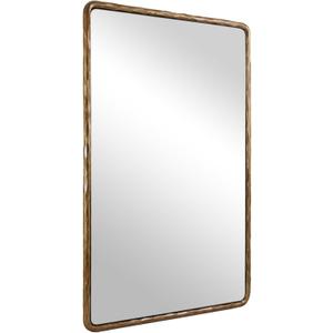 ANDY STAR Hand-Forged Gold Bathroom Mirrors for Wall, 24x36 Inch Vintage Solid Steel Metal Frame Bathroom Vanity Mirror, Antique Rounded Rectangle Wall Mirror, Hangs Horizontally or Vertically