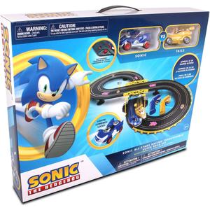 NKOK Sonic & Tails RC Slot Car Set Race Set Vehicle, Black, Cars Rase on Figure-8 Track, Features a Lap Counter, Perfect Item for Kids, Ages 5 and up, Medium