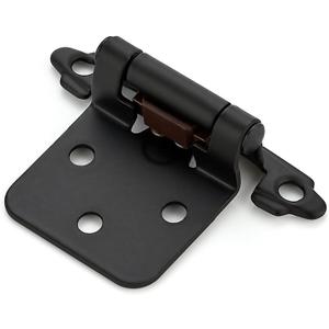 Ravinte 60 Pack (30 Pairs) 1/2" Overlay (Variable) Cabinet Hinges, Self-Closing Semi-Concealed Face Mount, Matte Black Decorative Hardware with Door Bumpers for Kitchen & Cupboard Doors
