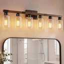 VOLISUN Farmhouse Bathroom Light Fixtures, 6 Light Bathroom Vanity Lights Over Mirror, Rustic Vanity Light for Bathrooms,Wood Bathrooms Lights Fixtures Over Mirror-UL Certificated
