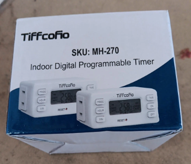 TiFFCOFiO Indoor 15A/1875W Digital Light Programmable Outlet Timer 2 Prong Plug