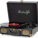 Vinyl Record Player 3-Speed Bluetooth Suitcase Portable Belt-Driven Record Player with Built-in Speakers RCA Line Out AUX in Headphone Jack Vintage Turntable