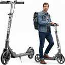 Scooters for Kids 8-12, Teens & Adults - Foldable Commuter Scooter with Bell, Hand Brake & Adjustable Height, 220 LB Weight Capacity, Perfect for School, Campus, Park Rides (Black)