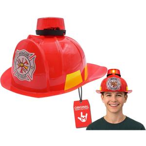Morph Fire Chief Fireman Fighter Helmet Red Hat with Siren Light Costume