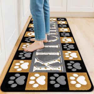 Kitchen Rugs Non Slip, Cute Dog Paw Kitchen Mats for Floor, Machine Washable Soft Faux Wool Comfort Cushioned Runner Rugs for Sink, Laundry Room, Office, Hallway, 20"x47" (1'8" x 3'11" (Runner))