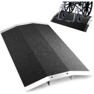 27.7" L x 1.5" H Wheelchair Ramp - Aluminum Threshold Bridge Ramp with Support Frame and Non-Slip Surface, Ideal for Patio Doors, Shed Doors, and Sliding Doors