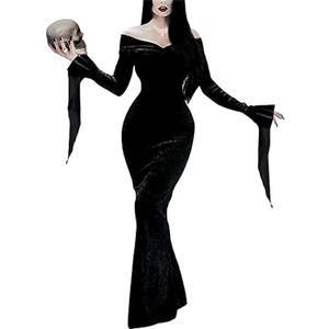 YAOHUOLE Women Halloween Costumes Women Hallween Party Dress Vintage Gothic Floor Dress (X-Large, Black)