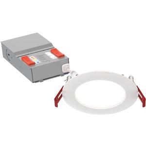 Juno WF4 ALO19 SWW5 90CRI MVOLT MW M6 Canless LED Wafer Downlight, Switchable White 2700K-5000K, Adjustable Lumens, Flat Trim, Matte White, 4-Inch