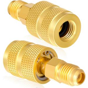 2 Pcs R-410A 134A R22 R290 R600a Refrigerant Brass Adapter 1/4" Female to 1/4" Male Thread Adapter Heavy Duty HVAC Quick Connect Fittings Low Loss for Refrigerant Tanks Mini Split Systems