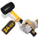 24 Oz Rubber Mallet Hammer for Woodworking, Flooring, Tiling, Camping and More - Rubber Hammer with Non-Slip Grip, Durable Ergonomic Handle and Anti-Vibrating Design for Furniture Assembly and Repairs