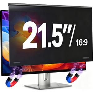 Magnetic 21.5 Inch Computer Privacy Screen Filter for 16:9 Aspect Ratio Widescreen Monitor, Eye Protection Anti Glare Blue Light, Hanging Removable Anti-Scratch Protector