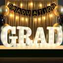 Graduation Decorations 2026, 4 LED Light Up Letters GRAD Sign for Class of 2026, Battery Operated Marquee Letter Lights GRAD Sign for High School Senior College Graduation Party Supplies- Warm White