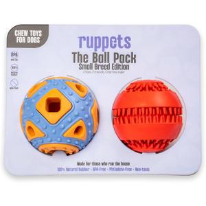 Treat Ball Small Dogs 2 Pack Puzzle Toy BPA Free | treat dispensing toy, mental stimulation, enrichment toy, anxiety relief, French Bulldog, Chihuahua, Dachshund, BPA free