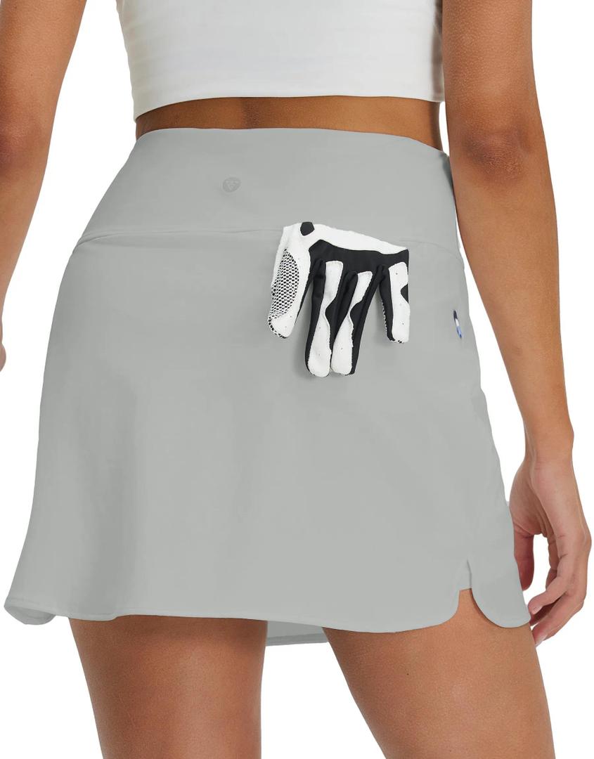 M MAELREG Tennis Skirts for Women Stretchy Mini Lined Shorts Dressy Casual Skort High Waisted Tummy Control Golf Skirts (Gray, S)