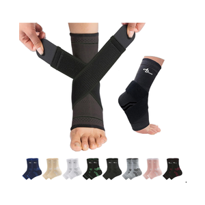 ABIRAM Ankle Brace, Ankle Compression Sleeve, Foot Sleeve (1 Pair) with Strap, Ankle Support for Sprained Foot & Arch, Plantar Fasciitis Relief Socks, Achilles Tendonitis, Women & Men,For Sports M
