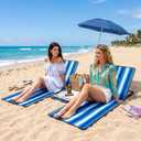 Karenhi 2 Pack Adjustable Beach Lounge Mats with Backrest 5-Position Folding Tanning Chair Lightweight Portable Outdoor Chaise 330.7lbs for Patio Camping Pool Garden(Stripes), 59.84 x 19.29 inches