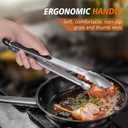 Hotec Stainless Steel Kitchen Tongs Set of 2 - 9" and 12", Locking Metal Food Tongs Non-Slip Grip