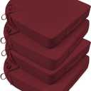 Basic Beyond Outdoor Cushions for Patio Furniture Waterproof Outdoor Chair Cushions Set of 4-19 x 19 x 3 Inch Thick Patio Chair Cushions with Adjustable Ties, Dark Red