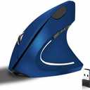 Ergonomic Vertical Wireless Mouse Stylish Rechargeable 2.4G Optical Mice Cordless Mouse with USB Receiver, 800/1200 /1600 DPI, 5 Buttons for Laptop,PC,Mac,Computer (Blue)
