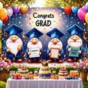 2 x Congrats Class of 2026 Banner Graduation Decorations - Dwarf Theme Large Graduation Backdrop Banner - 2026 Graduation Party Supplies Photography Background, Colorful