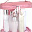 Heavy Duty Leak Proof Clear Travel Bags for Toiletries, Transparent Makeup Cosmetic Bag with Zipper and Handle (Large, 1PCS Pink) 