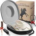 Cowboy Hat Box, Hard Shell Travel Case, Holds 2 Hats, Extra Large, Gray