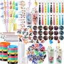 Wettarn 195 Pcs Dragon Themed Birthday Party Favors Gift for 18 People Include Cup with Lids Badges Mini Dragon Model Stickers Straw Bracelets Keychain Puffy Card for Goodie Bag Filler