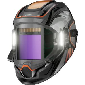 ANDELI Welding Helmet - Panoramic 180 View 3.94"X3.74",True Color Auto Darkening Welding Helmet with Light, 4 Arc Sensor, 4/5-8/9-13 Type-C Charging Moner LED