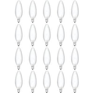 20 Pack Candelabra Light Bulbs 40 Watt 120V B10 Candle Bulbs Replacement E12 Standard Base Clear Dimmable Decorative Light Bulbs for Chandeliers Ceiling Fan Fireplace
