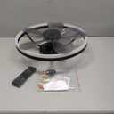 VOLISUN Low Profile Ceiling Fan with Lights and Remote, 15.7in Bladeless Ceiling Fans with light Flush Mount, 3000K-6500K Dimmable Modern LED Fan Light, Black Fandelier Ceiling Fans for Bedroom