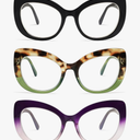 AMOMOMA 3 Pack Stylish Oversized Cat Eye Reading Glasses for Women Fashion Readers Blue Light Square Computer Glases AM6077 +1,75