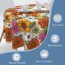 70s Retro Floral Round Tablecloth 60" Diameter for Indoor and Outdoor, Daisy Waterproof Table Cloth Cover Decorative for Party Holiday Dining Tabletop Home Decor