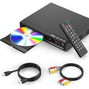 DVD Players for TV with HDMI,Plays All Regions and Formats,CD Player for Home,Support 1080P Video/CD/DVD/VCD/JPEG/USB, Remote, HDMI and RCA Cables Included (Normal Version)