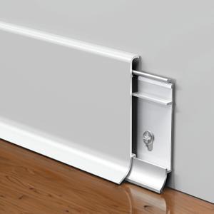 5 Pack Baseboard Trim, 2.3 Inch x 20.5 Feet White Baseboard Metal Wall Cove Base Board Molding Trim,Metal Skirting Board Cover, Floor Molding Trim