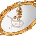 XPXKJ Gold Mirror Tray Vintage Vanity Tray for Dresser Perfume Storage Decorative Mirrored Glass Tray Coquette Room Decor, Bedroom, Bathroom Oval Antique Serving Makeup Organizer