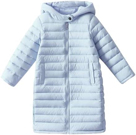 LAVIQK Boys Girls Long Lightweight Hooded Puffer Jacket Packable Autumn and Winter Long Down Coats 10Y Lake Blue