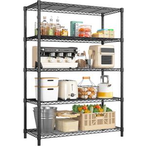 71" H Storage Shelves 5 Tier Wire Shelving Adjustable Metal Shelving,1000LBS Pantry Shelves Sturdy Steel Wire Shelf for Kitchen Pantry Garage Warehouse,71" H X35.5 W X13.8 D, Black