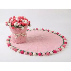 Crochet Rose Flower Bouquet Blanket - Finished Rose Knitted Throw (Not a Kit), Soft Flower-Shaped Blanket for Gift for Girlfriend, Mom, Wife,Mother's Day and Wedding Anniversary(Pink)